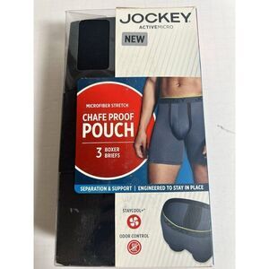 New Jockey Men M Chafe Proof Pouch Microfiber Stretch Boxer Brief 3 Pk Underwear